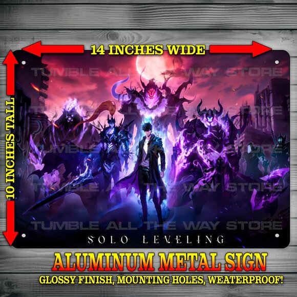 Solo Leveling Anime Sung JinWoo Shadow Monarch Glossy Wall Art Metal Sign 10x14" - Picture 1 of 2